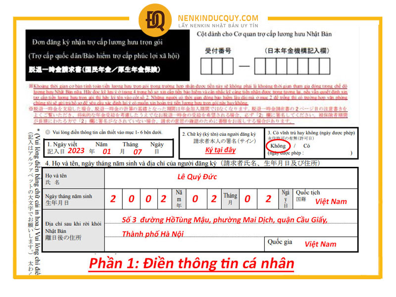 Điền thông tin cá nhân
